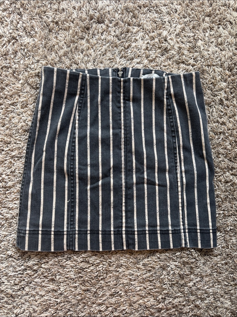 Striped Black and White Cotton Blend Skirt